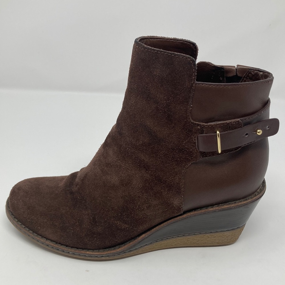 Cole Haan Rayna Wedge Chelsea Boot Brown Leather 7.5